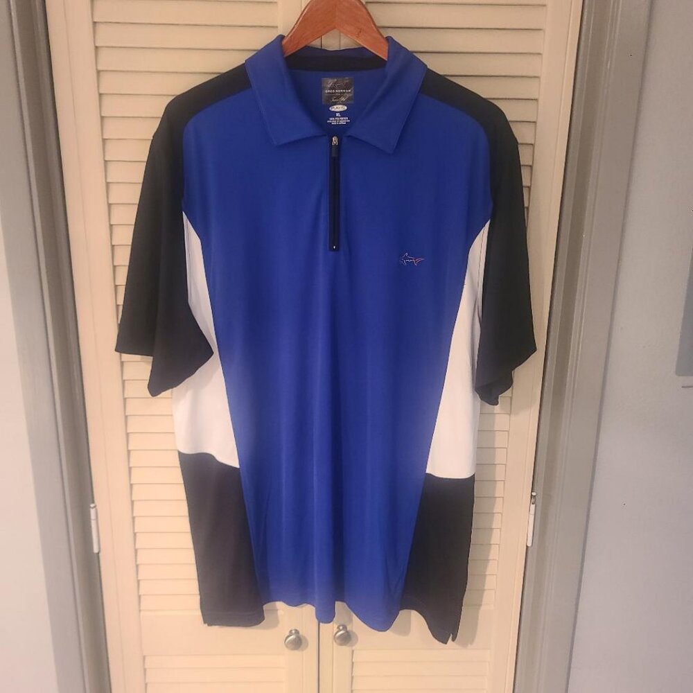 Greg Norman Tasso Elba Geometric Men's Polo Golf Zipper Shirt XL